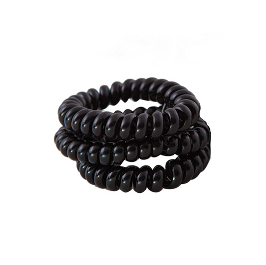 Black Spiral Hair Ties – Set of 3