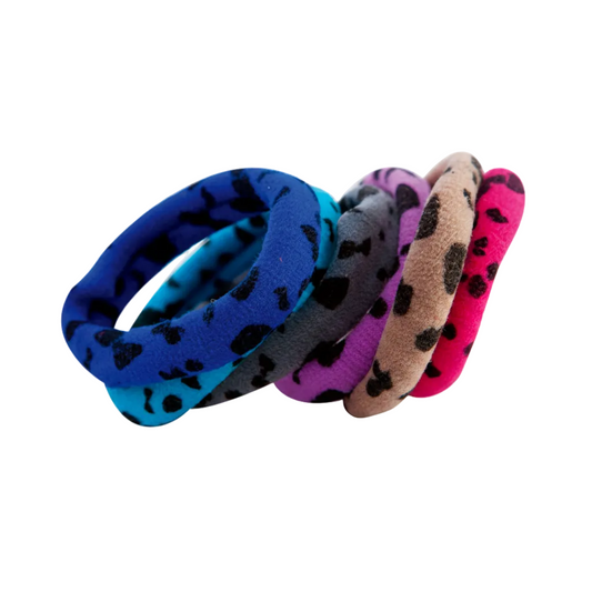 Migant Leopard Print Soft Fabric Hair Ties – Pack of 6