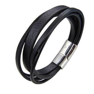 Men Bracelet Stainless Steel 316L & real leather